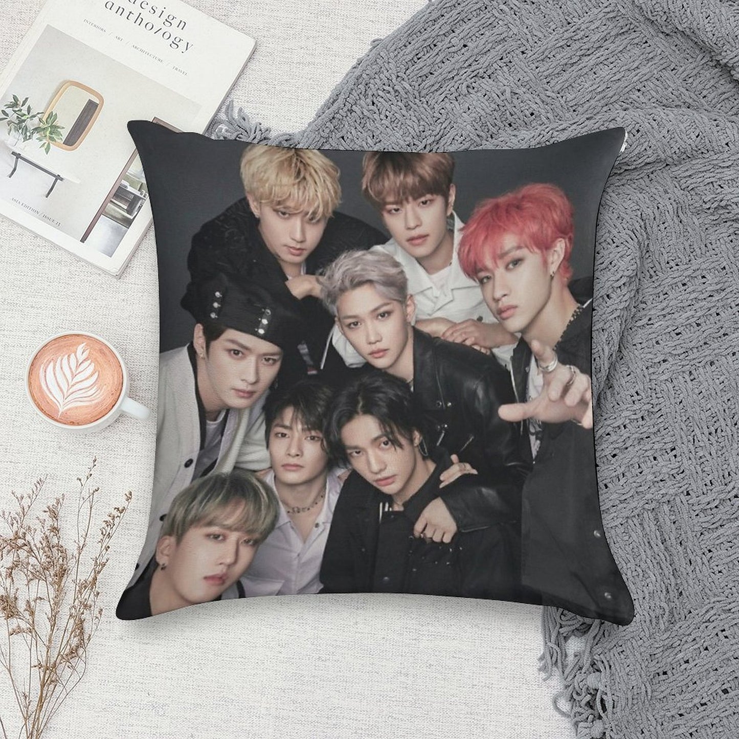 Stray Kids Soft Reinforced Edging Throw Pillow