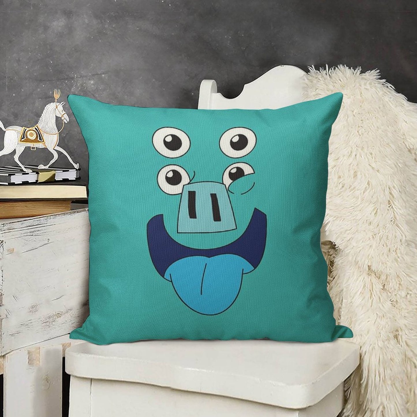 Kipo - Pig Face Linen Throw Pillow Cover