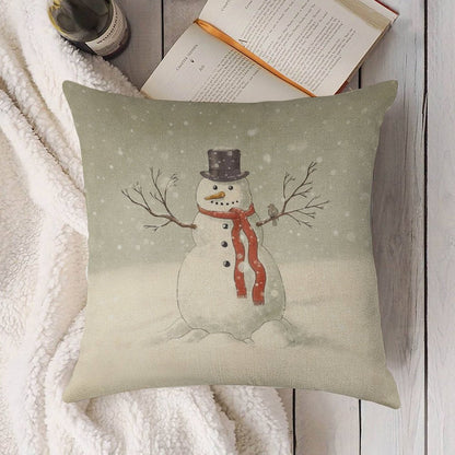 The Snowman Linen Throw Pillow Cover