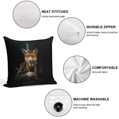 Dapper Victorian Fox Soft High-Density Material Throw Pillow