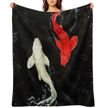 Koi Fishes Throw Blanket