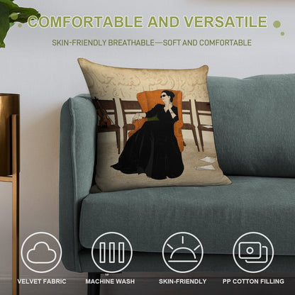 Oum Kolthoum Soft Hidden Zipper Throw Pillow