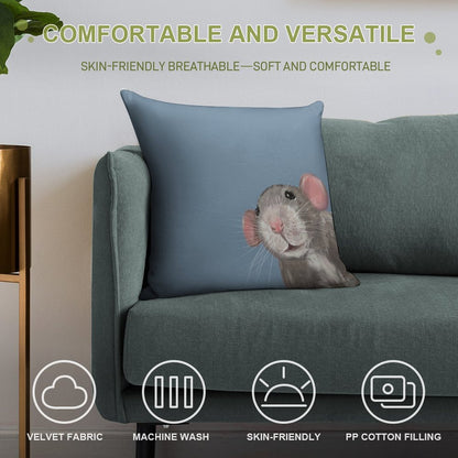 The Peeking Rat Soft Reinforced Edging Throw Pillow