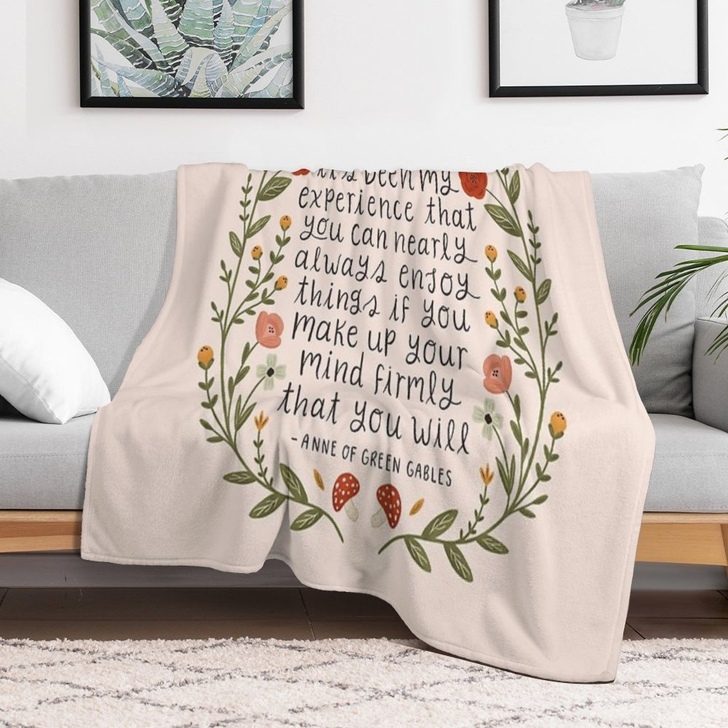 Anne of Green Gables Enjoy Things Quote Throw Blanket
