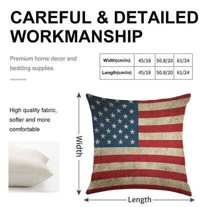 Old And Worn Distressed Vintage Flag of The United States Linen Throw Pillow Cover