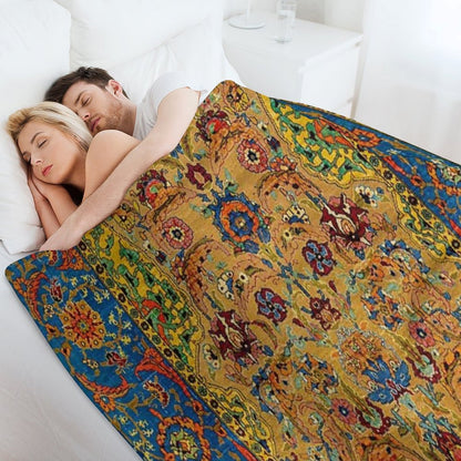 Hereke Vintage Persian Silk Rug Print Throw Blanket