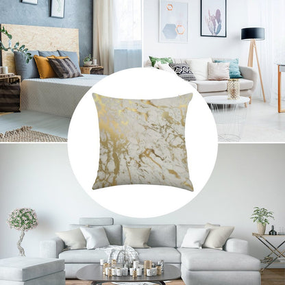 Gold Marble on White (original Height Quality Print) Linen Throw Pillow Cover