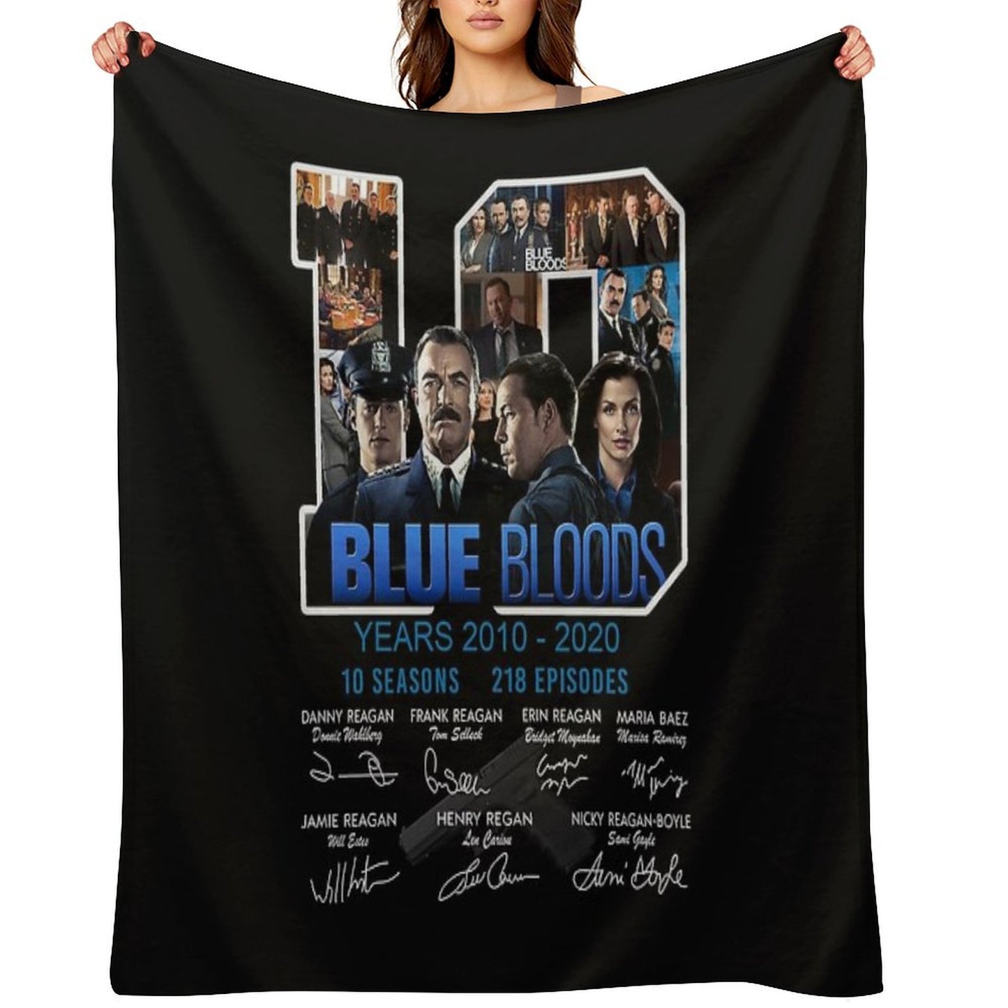 Blue Bloods Year 2010 – 2020 10 Seasons 218 Episodes Signatures Shirt Throw Blanket