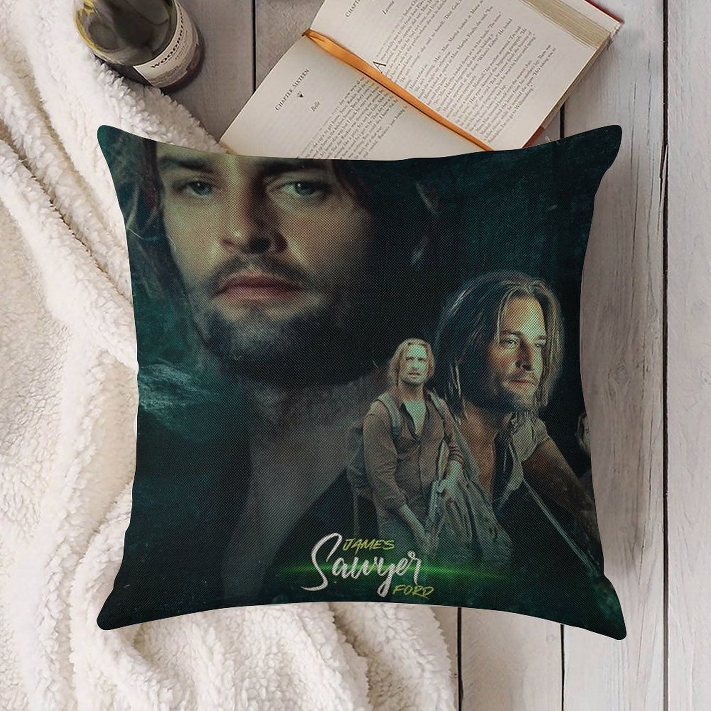 Josh Holloway James Ford Sawyer Lost Linen Throw Pillow Cover