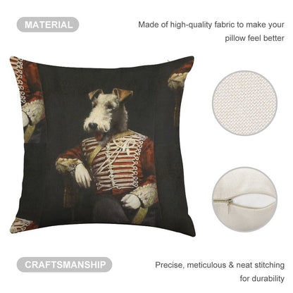Victorian Fox Terrier In Uniform Linen Throw Pillow Cover