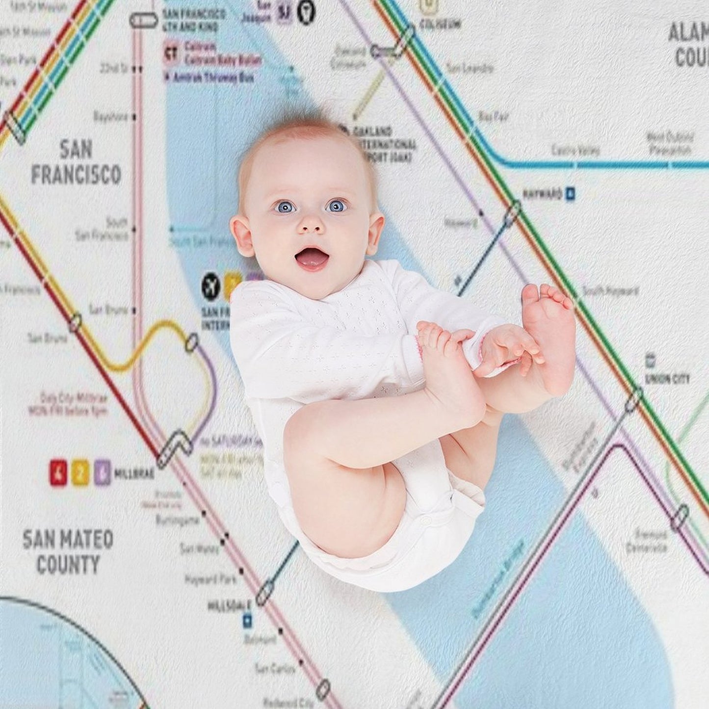 San Francisco Bay Area Transit Map Throw Blanket