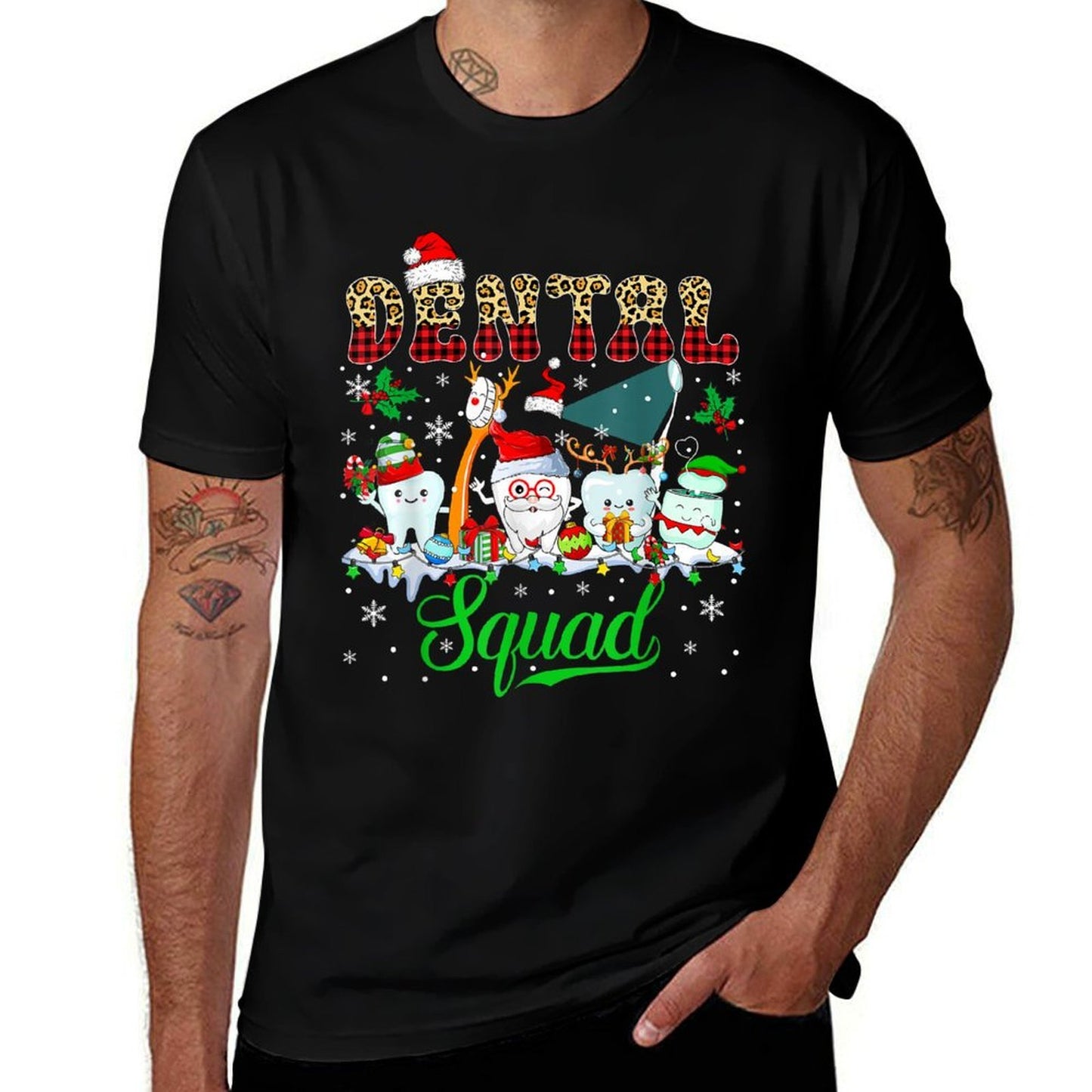 Dental Squad Christmas Santa Reindeer Elf Dental Tools  Polyester Blend T-Shirt