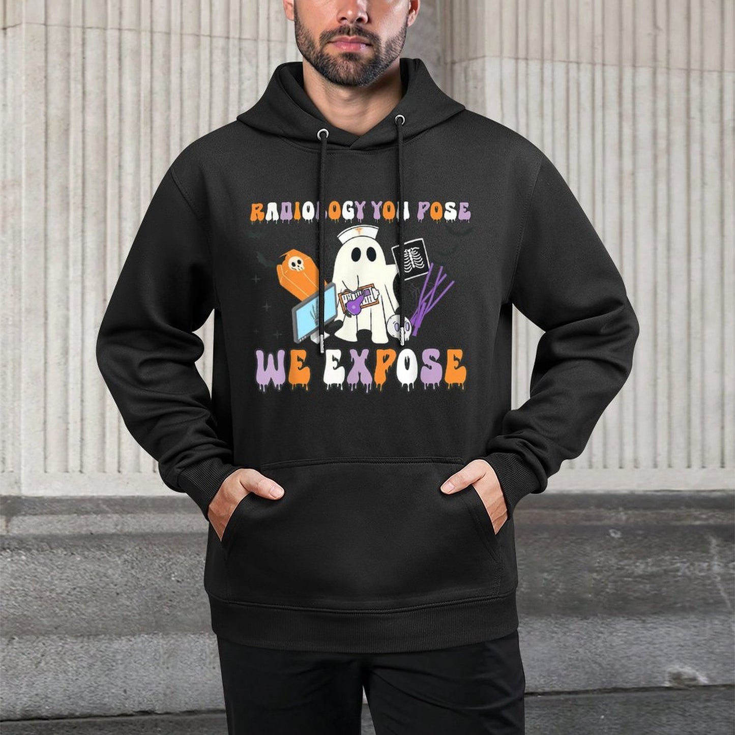 Radiology You Pose We Expose Halloween Ghost Rad Tech X-ray Machine Washable Hoodie