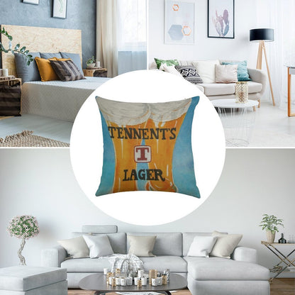 Tennents Lager Linen Throw Pillow Cover