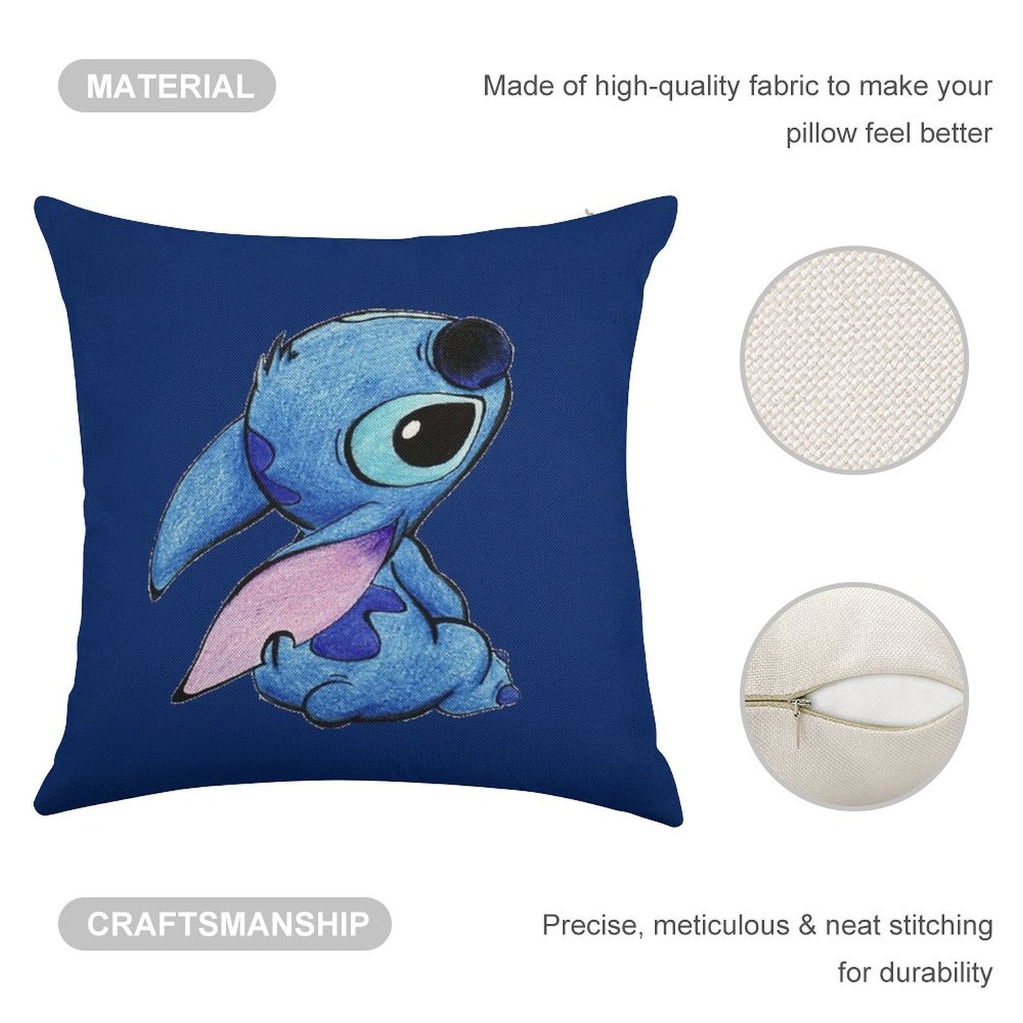 Cute Stitch ! Linen Throw Pillow Cover