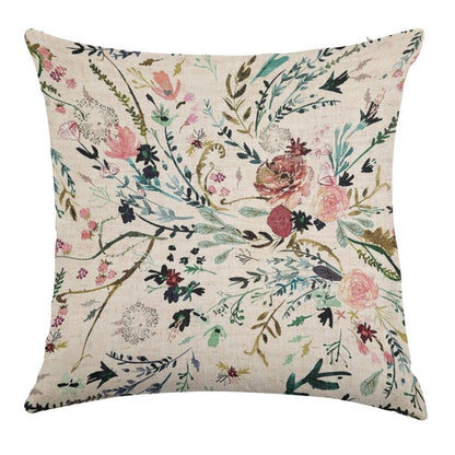 Fable Floral Linen Throw Pillow Cover