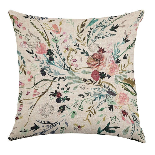 Fable Floral Linen Throw Pillow Cover