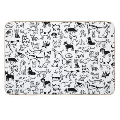 Black And White Dogs Pattern Bath Mat