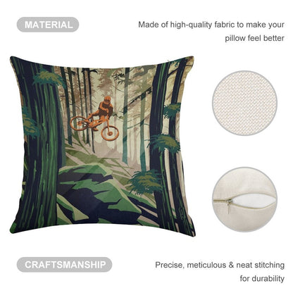 MY THERAPY Mountain Bike! Linen Throw Pillow Cover