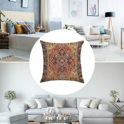 Heriz Persian Carpet Print Linen Throw Pillow Cover