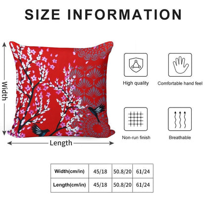 Red Cherry Blossom Soft Bedroom Essential Throw Pillow