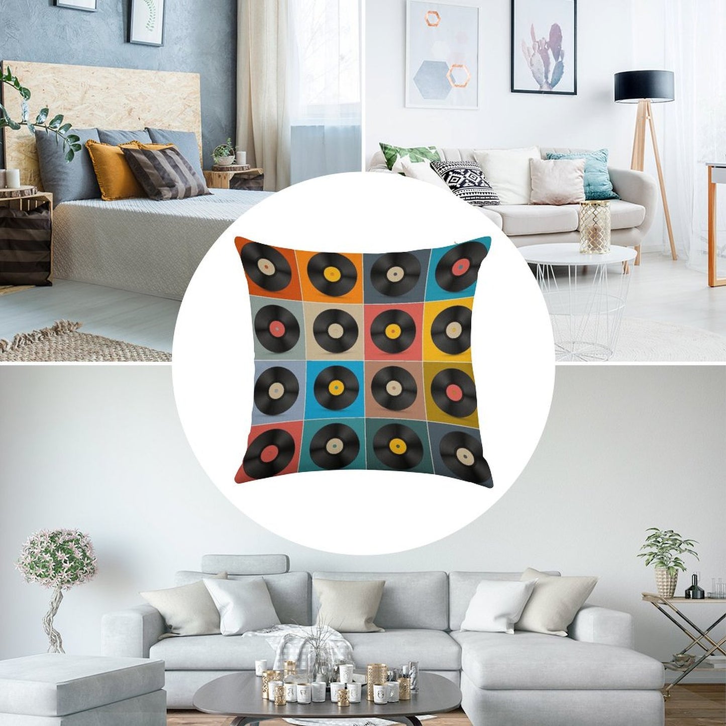 Album,Vinyl Record,Music Poster Linen Throw Pillow Cover