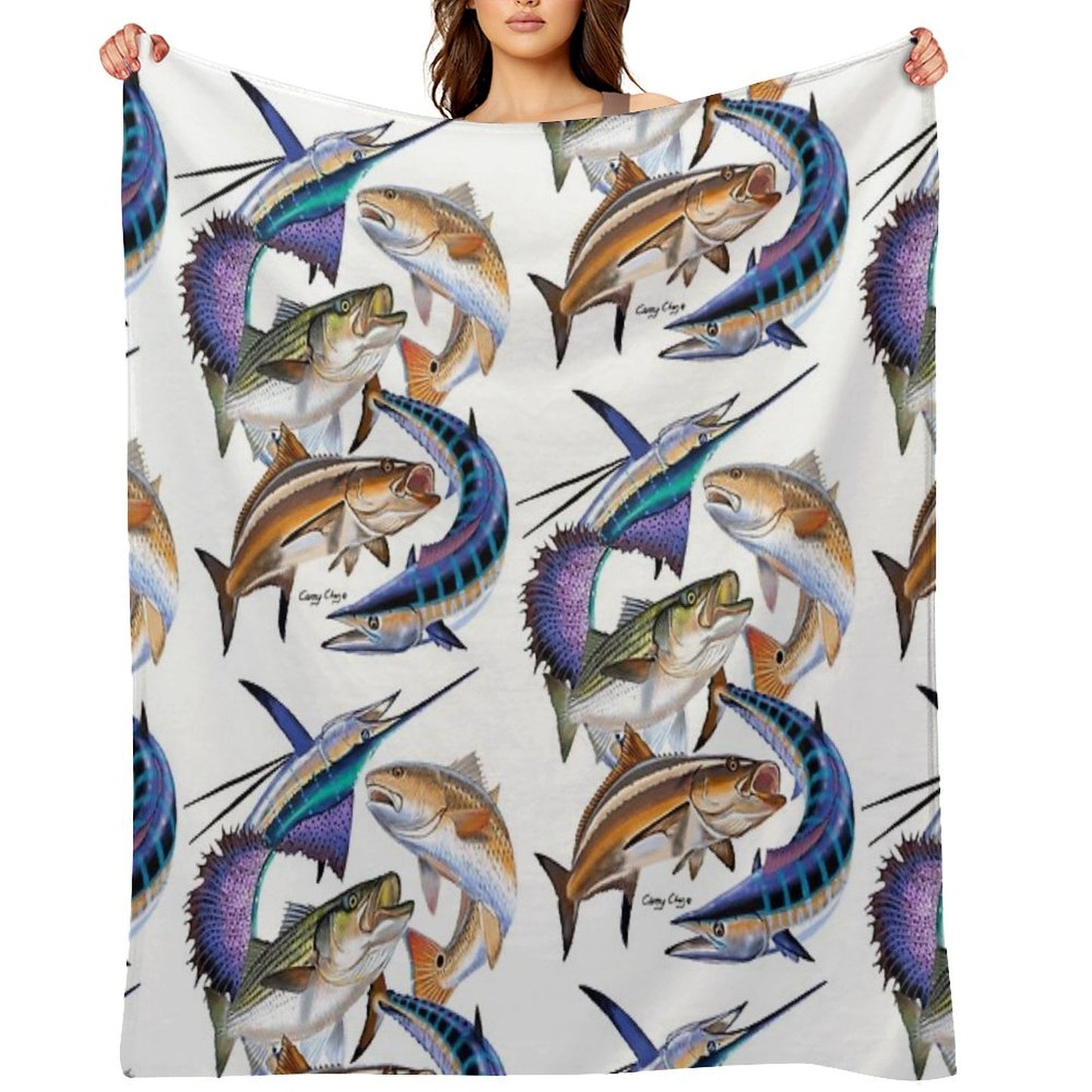 Gamefish Collage Throw Blanket