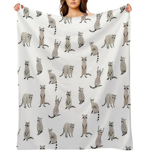 Raccoon Pattern Throw Blanket