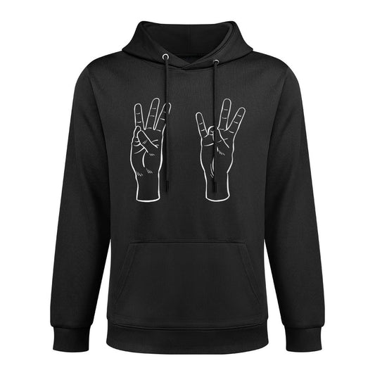 Womens ASL Sign Language Funny 67 Meme Viral Hand Signs Slang Cotton-Polyester Blend Hoodie