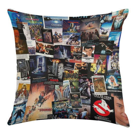 1980s Movie Posters Linen Throw Pillow Cover