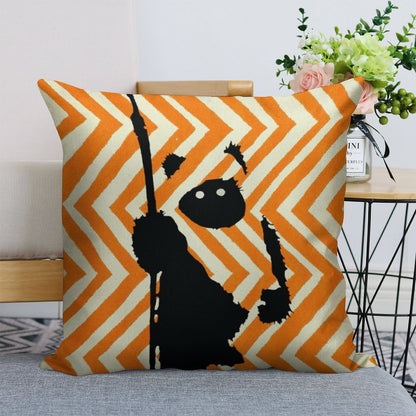 Ewok Chevron Orange Linen Throw Pillow Cover