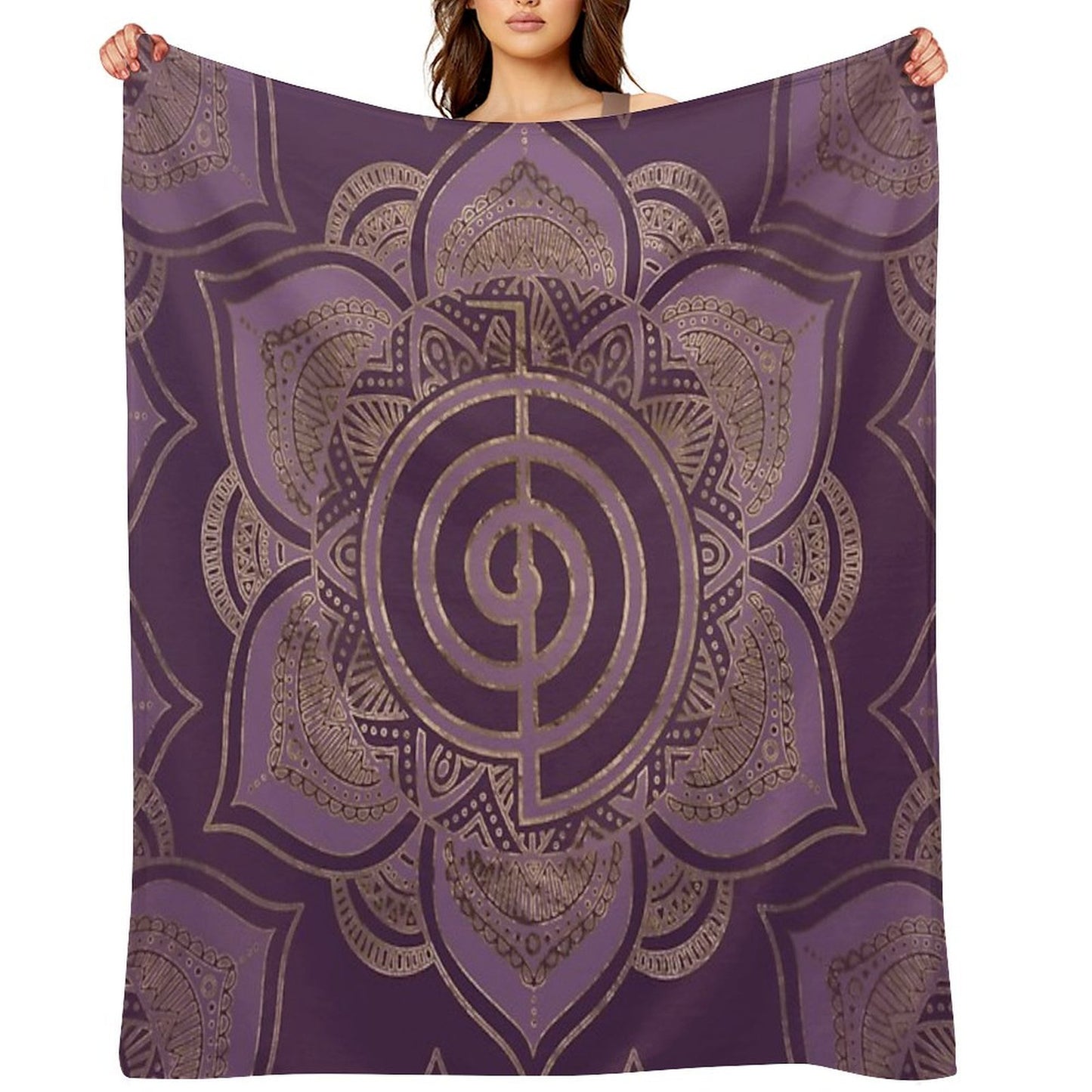 Reiki Cho Ku Rei - Pastel And Gold Throw Blanket