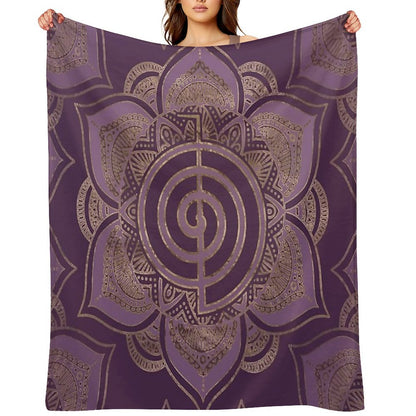 Reiki Cho Ku Rei - Pastel And Gold Throw Blanket