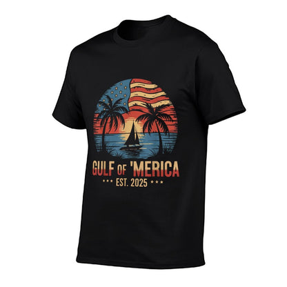 Gulf of &#39;Merica Vintage USA Flag Retro Coastal Sunset T-Shirt