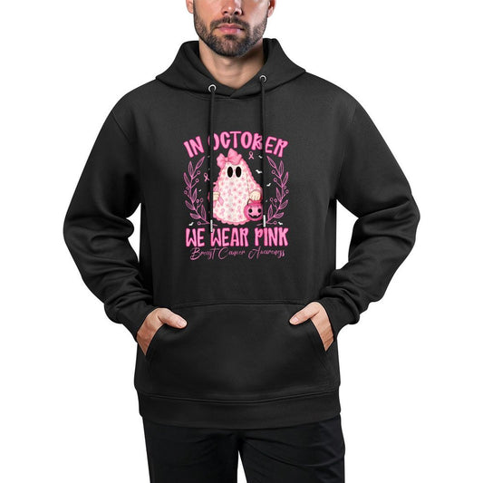 Breast Cancer In October We Wear Pink Ghost Halloween Breathable Fabric Hoodie