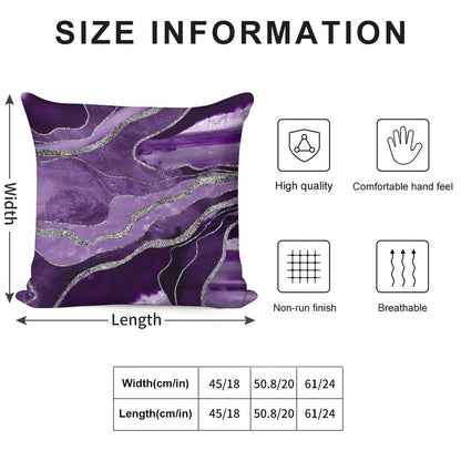 Purple Marble Agate Silver Glam #1 (Photo of Glitter Only - Not Reflective) Soft Shrink-Resistant Throw Pillow