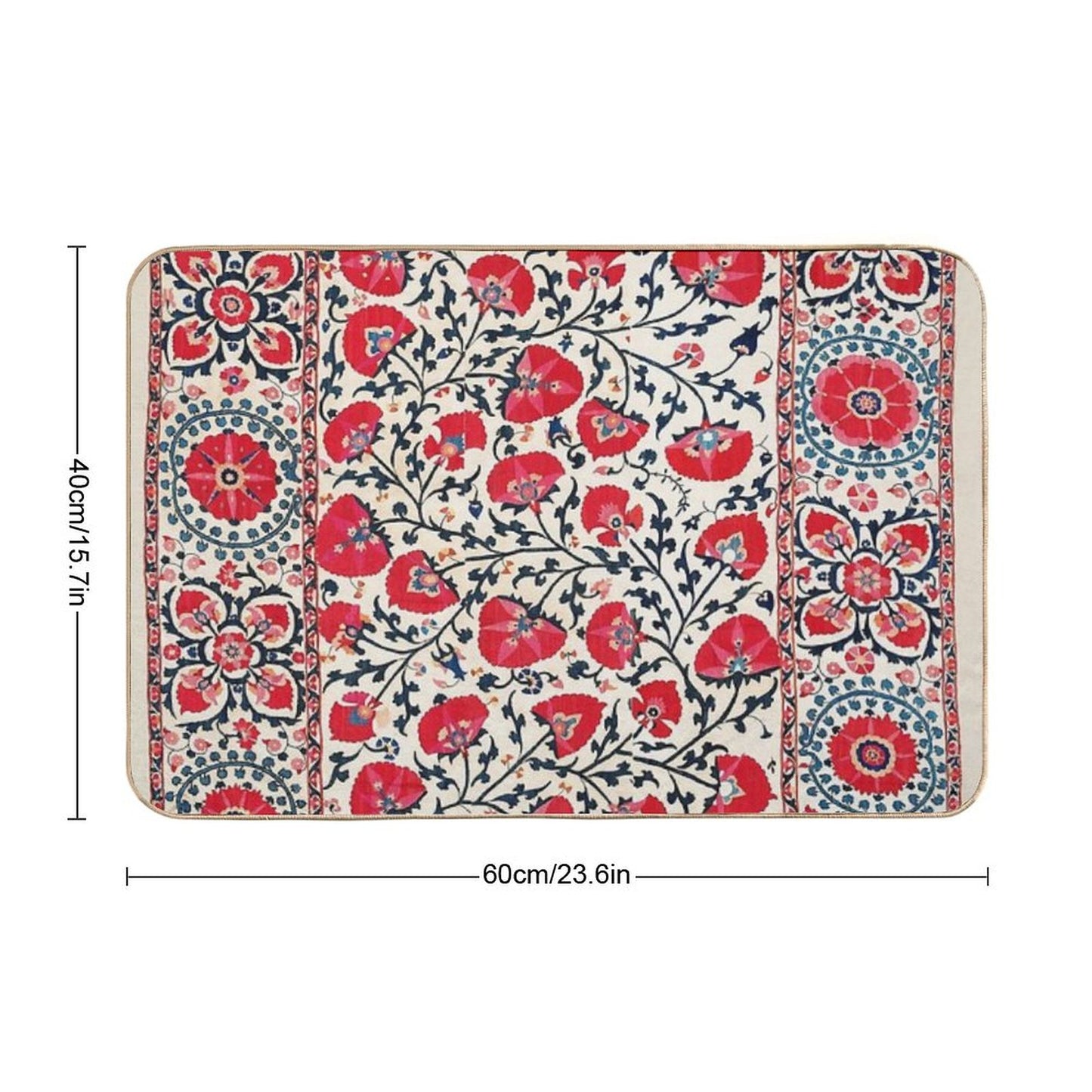 Shakhrisyabz Suzani Uzbekistan Floral Embroidery Print Bath Mat