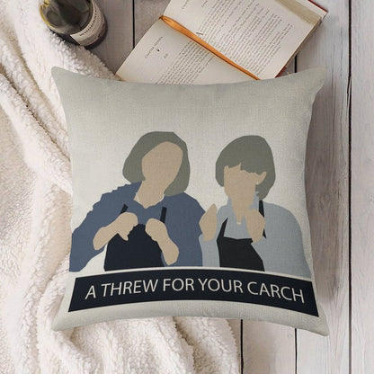 Prude And Trude - Kath And Kim Linen Throw Pillow Cover