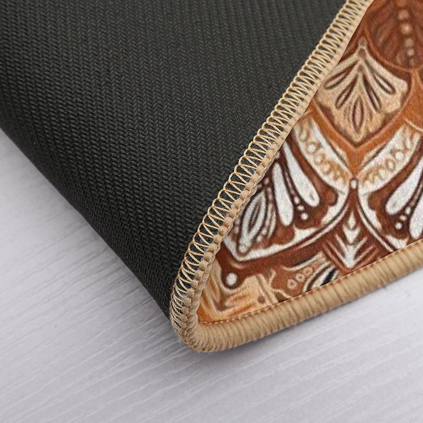 Boho Mandala in Monochrome Brown And Cream Bath Mat