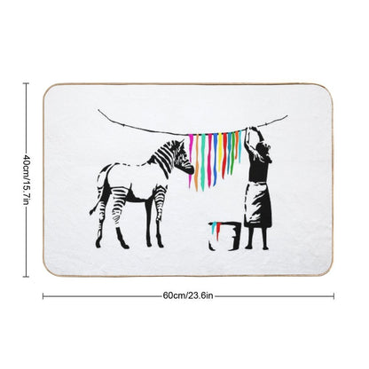 Zebra Stripes Washing - Banksy Graffiti Bath Mat