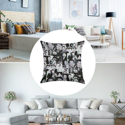 Patrick Dempsey Collage Linen Throw Pillow Cover