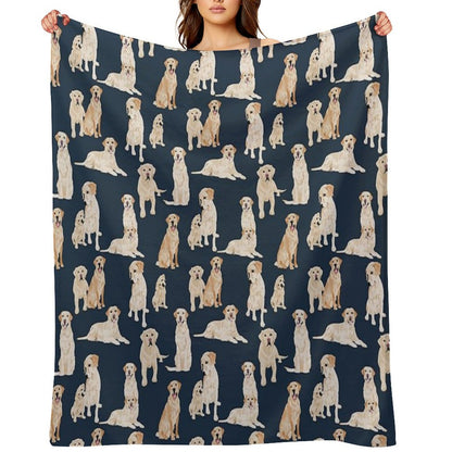 Yellow Labs Navy Throw Blanket