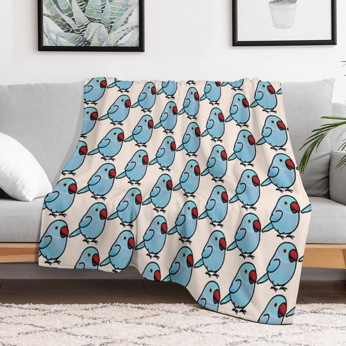 Chubby Blue Indian Ringneck Parakeet - Female Throw Blanket