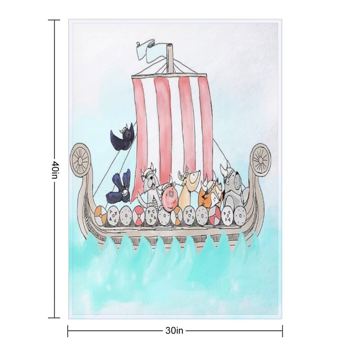 Viking Longship Blanket in Cardinal Red Throw Blanket