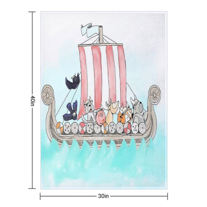 Viking Longship Blanket in Cardinal Red Throw Blanket