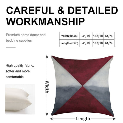 Maroon And Grey Linen Throw Pillow Cover