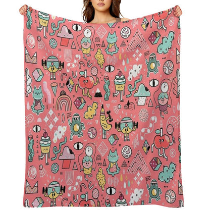 Funny Crazy Avocado, Banana, Ice Cream, Apple, Cat, Cupcake. Fitness Food. Throw Blanket