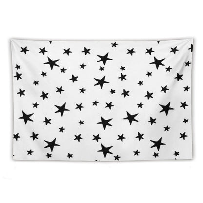 Stars - Black on White Tapestry
