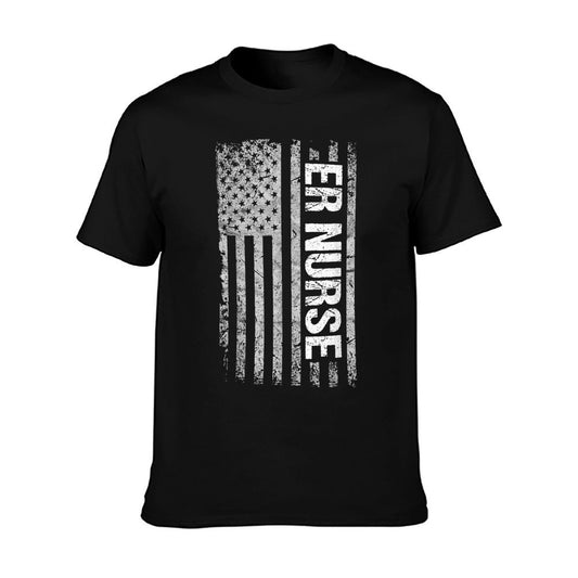 Patriotic Healthcare Workers And Gifts Classic Distressed Flag for Emergency Room ER Nurses Unisex-Adults Black Small T-Shirt