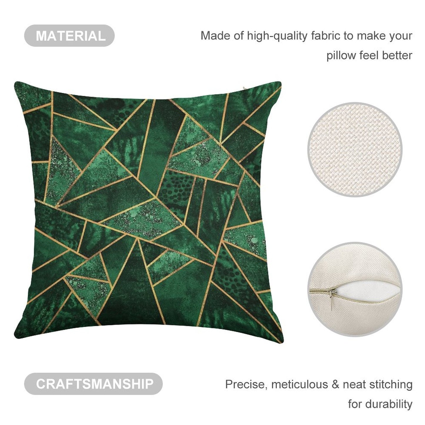 Deep Emerald Linen Throw Pillow Cover